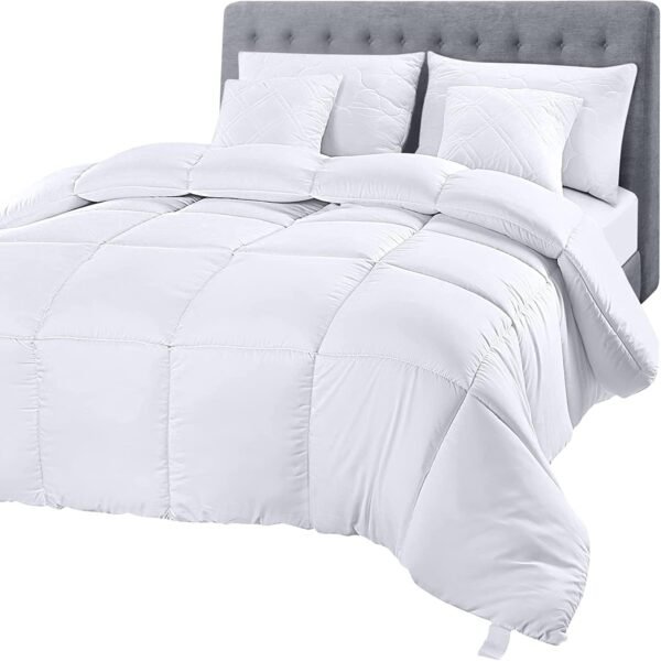 Utopia Bedding Queen Comforter – Quilted Duvet Insert, Down Alternative, Box Stitched with Corner Tabs (White)
