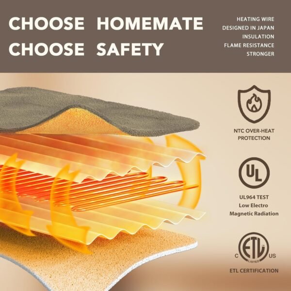 Homemate Heated Blanket (50"x60") – 10 Heat Levels, Auto-Off, ETL Certified - Image 20