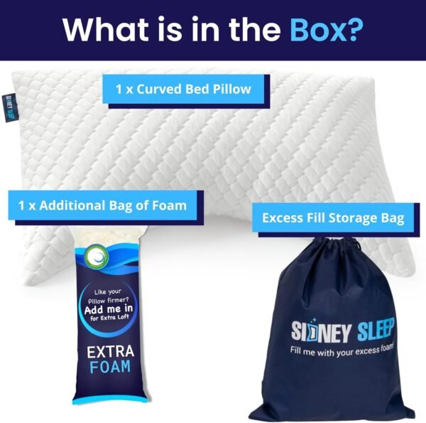 Sidney Sleep Pillow – Adjustable Memory Foam for Side & Back Sleepers, Neck & Shoulder Pain Relief (Queen, White) - Image 5