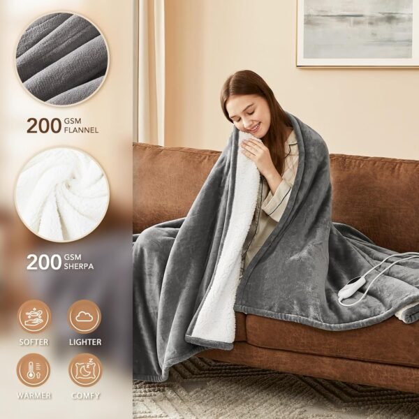 Homemate Heated Blanket (50"x60") – 10 Heat Levels, Auto-Off, ETL Certified - Image 2