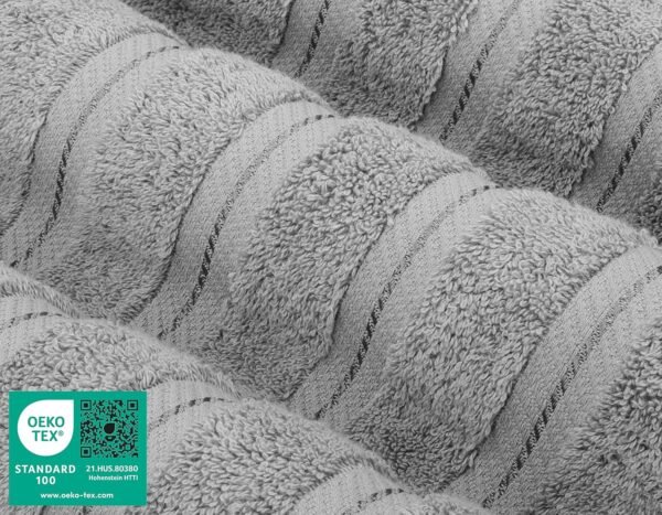 American Soft Linen Luxury 6-Piece Towel Set – 100% Cotton Turkish Towels (2 Bath, 2 Hand, 2 Washcloths, Light Grey) - Image 3