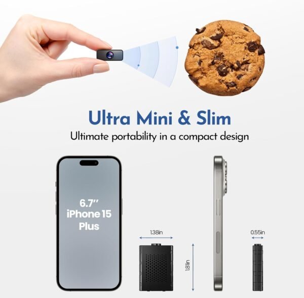 Mini Camera, 4K HD Nanny Cam for Home - Smallest WiFi Wireless Camera with Motion Detection, App Control, Cloud & SD Storage, No WiFi Needed for Pet/Baby/Nanny Surveillance - Image 2