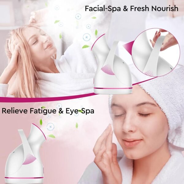 Amconsure Facial Steamer - Nano Ionic Face Steamer Warm Mist Steamer for Home Sauna SPA, Humidifier for Face Steamer for Deep Cleaning Unclogs Pores Sinuses - Bonus 5 Piece Stainless Steel Skin Kit - Image 7