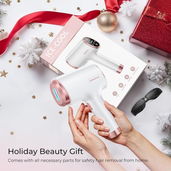 Laser Hair Removal for Women & Men, 45°F Ice-Cooling Contact, Safe & Virtually Painless Alternative to Salon IPL Hair Removal Device, Long-Lasting Hair Removal from Home, with Razor & Glasses - Image 2