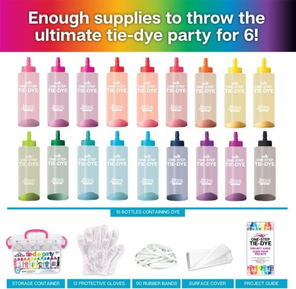Tulip One-Step Tie-Dye Party, 18 Pre-Filled Bottles, Creative Group Activity, All-in-1 Fashion Design Kit, 1 Pack, Rainbow - Image 5