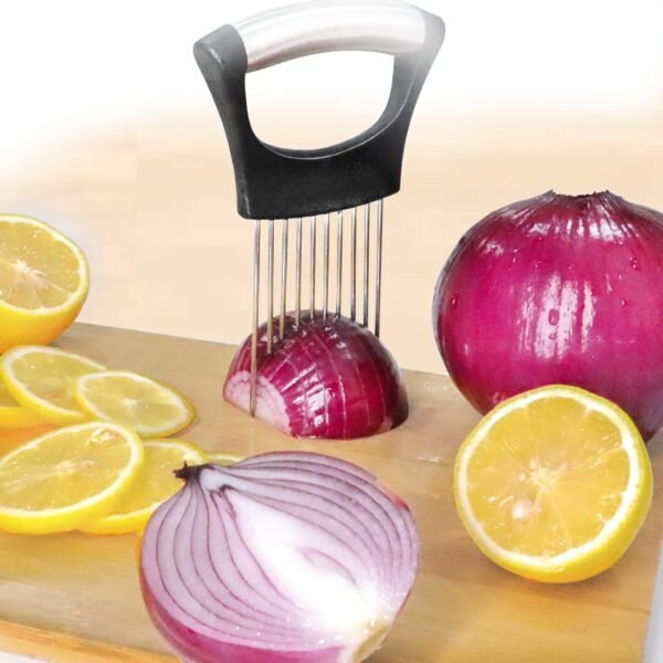 JAYVAR Onion Holder for Slicing, Lemon Slicer Onion Cutter for Slicing, Vegetable Cutter for Potato and Tomato, Avocados, Eggs, Food Slicer Assistant Tool for Slicing Fruit Lemon and Meat - Image 2