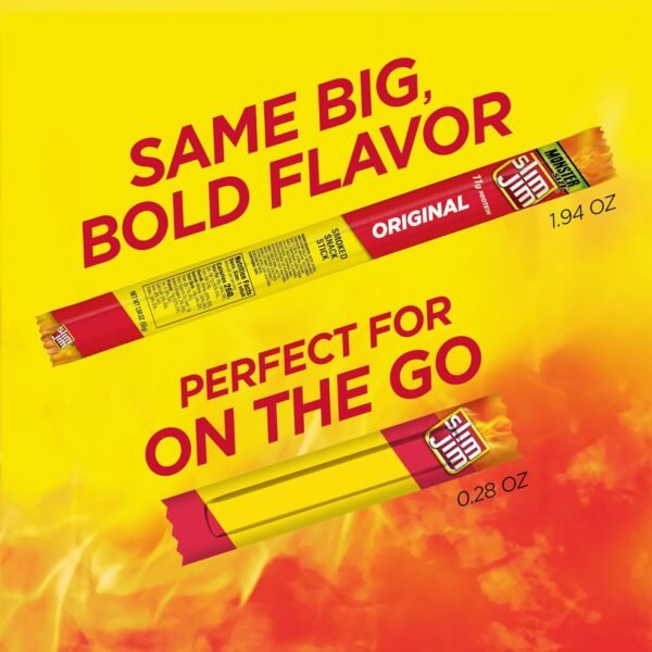 Slim Jim Smoked Meat Sticks, Original Flavor, 6g Protein Per Serving, Snack Size, 0.28 oz. (46 Count) - Image 4