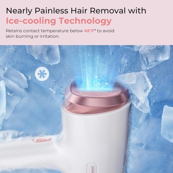 Laser Hair Removal for Women & Men, 45°F Ice-Cooling Contact, Safe & Virtually Painless Alternative to Salon IPL Hair Removal Device, Long-Lasting Hair Removal from Home, with Razor & Glasses - Image 6