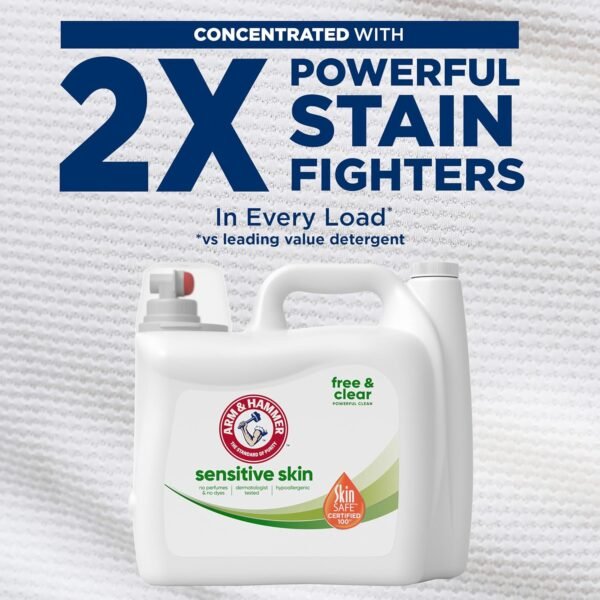 ARM & HAMMER Sensitive Skin Free Clear, 140 Loads Liquid Laundry Detergent, 140 Fl oz - Image 3