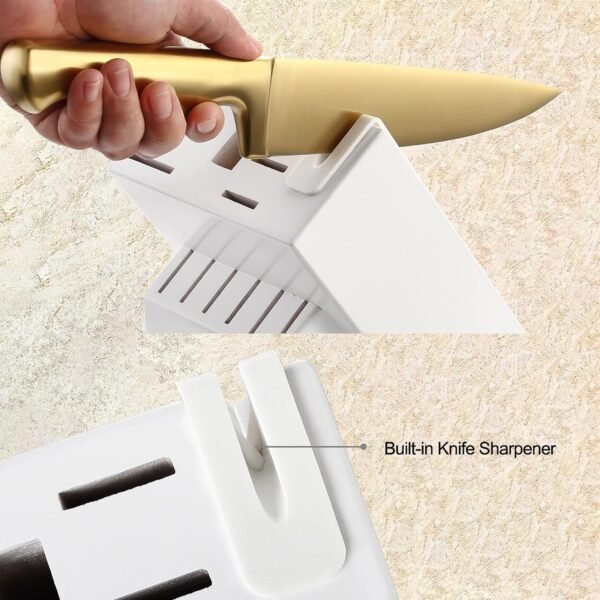 McCook® Knife Sets, Golden Titanium Stainless Steel Kitchen Knife Block Sets with Built-in Sharpener - Image 4