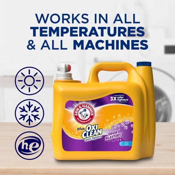 Arm & Hammer Plus OxiClean Odor Blasters Fresh Burst, 128 Loads Liquid Laundry Detergent, 166.5 Fl oz - Image 7