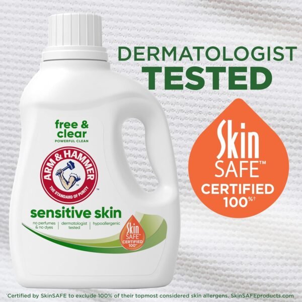 ARM & HAMMER Sensitive Skin Free Clear, 140 Loads Liquid Laundry Detergent, 140 Fl oz - Image 6