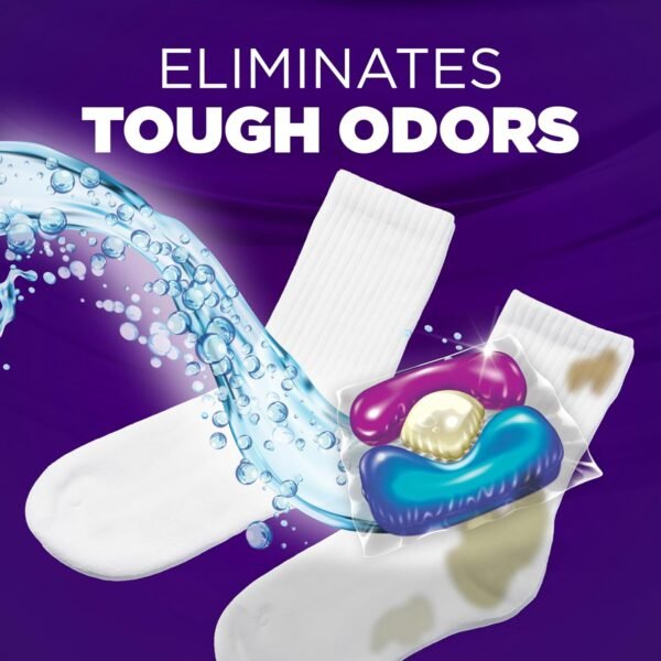 ARM & HAMMER Plus OxiClean with Odor Blasters Concentrated Laundry Detergent, 5-in-1 Laundry Stain Remover, Fresh Burst Detergent Power Paks, 42 Count Bag - Image 4