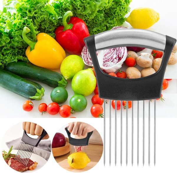 JAYVAR Onion Holder for Slicing, Lemon Slicer Onion Cutter for Slicing, Vegetable Cutter for Potato and Tomato, Avocados, Eggs, Food Slicer Assistant Tool for Slicing Fruit Lemon and Meat - Image 6