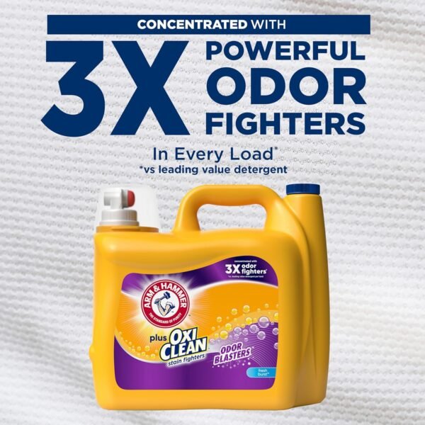Arm & Hammer Plus OxiClean Odor Blasters Fresh Burst, 128 Loads Liquid Laundry Detergent, 166.5 Fl oz - Image 3