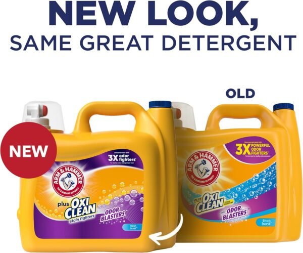 Arm & Hammer Plus OxiClean Odor Blasters Fresh Burst, 128 Loads Liquid Laundry Detergent, 166.5 Fl oz - Image 2