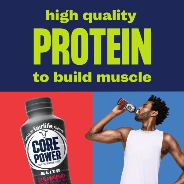 Core Power Elite High Protein Shake, Strawberry, 42g Bottle, 14oz, 12 Pack - Image 4