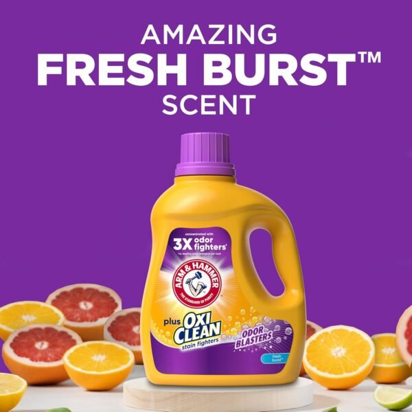 Arm & Hammer Plus OxiClean Odor Blasters Fresh Burst, 128 Loads Liquid Laundry Detergent, 166.5 Fl oz - Image 4