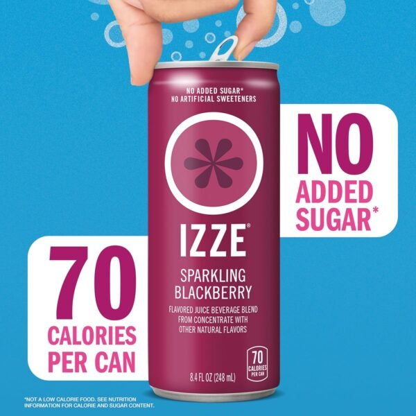 IZZE Sparkling Juice Beverage Blend, Variety Pack, Blackberry, Clementine, Apple, Grapefruit, No Sugar Added, 8.4 FL OZ, 24 Cans - Image 5