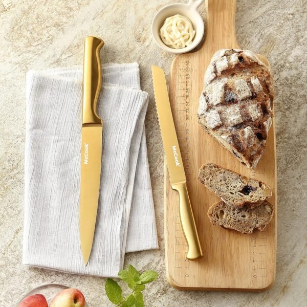 McCook® Knife Sets, Golden Titanium Stainless Steel Kitchen Knife Block Sets with Built-in Sharpener - Image 7