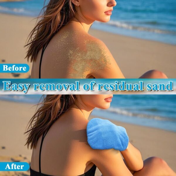 2 in 1 Sand Remover for Beach,2Pcs Sand Wipe Off Mitts for Beach,Beach Vacation Essentials for Kids Adults,Beach Day Accessories Must Haves for Women,Summer Family Beach Needs Items Necessities - Image 5