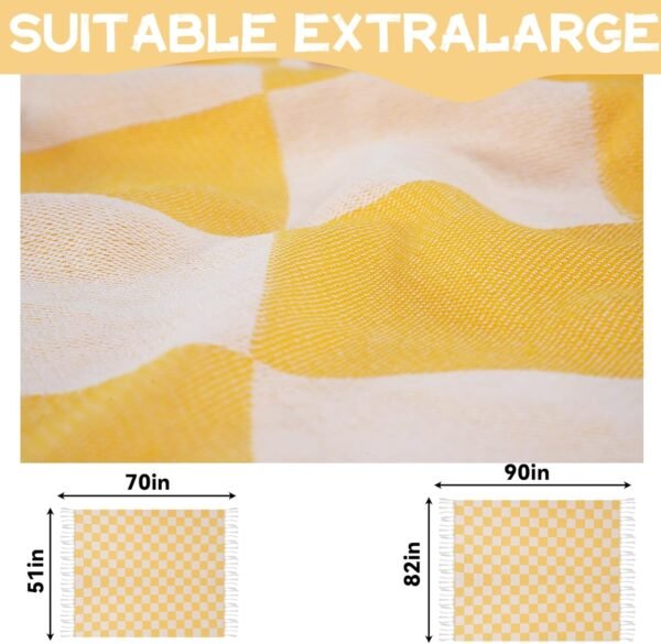 Giant Turkish Beach Blanket Pool Towel Thin Extra Large Sand Free Quick Dry Oversized Cruise Ship Essentials Summer Vacation Accessories Must Haves Gear Stuff Gadget Hawaii Women Gift Checkered Blue - Image 2