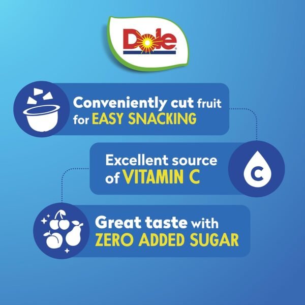 Dole Diced Peaches, Mandarin Oranges, and Cherry Mixed Fruit with No Sugar Added Variety Pack - Dole Fruit Bowls Snacks - 4 oz Bowls - 12 Pack - Image 3
