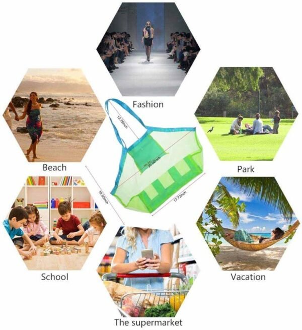 SupMLC Mesh Extra Large Beach Bags and Totes - Holds Toys, Towels, Sand Away - For Children's Toys, Market, Grocery, Picnic - Image 5
