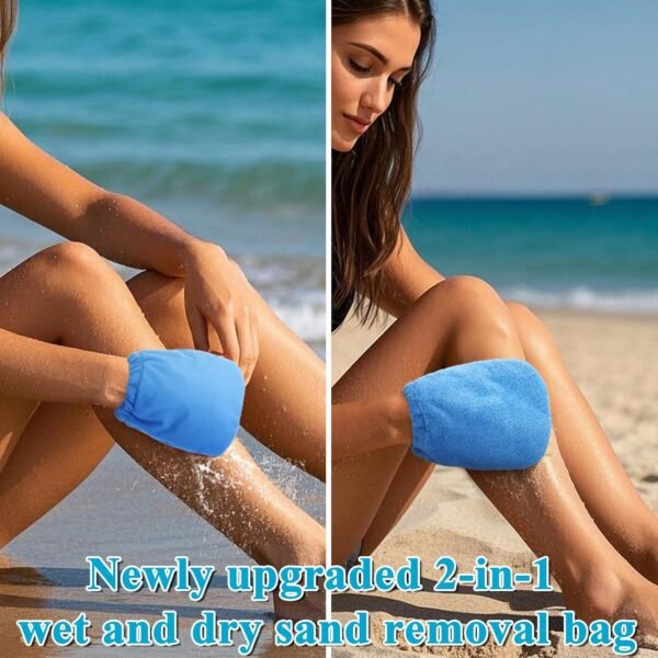 2 in 1 Sand Remover for Beach,2Pcs Sand Wipe Off Mitts for Beach,Beach Vacation Essentials for Kids Adults,Beach Day Accessories Must Haves for Women,Summer Family Beach Needs Items Necessities - Image 3