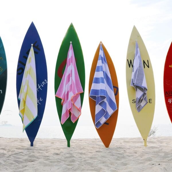 Cotton Oversized Beach Towel - Large 70 x 35 Inch Pool Towel, Rose Red Striped Quick Dry Swimming Cabana Towel - Image 4