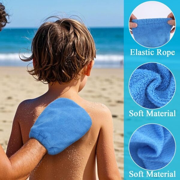 2 in 1 Sand Remover for Beach,2Pcs Sand Wipe Off Mitts for Beach,Beach Vacation Essentials for Kids Adults,Beach Day Accessories Must Haves for Women,Summer Family Beach Needs Items Necessities - Image 4