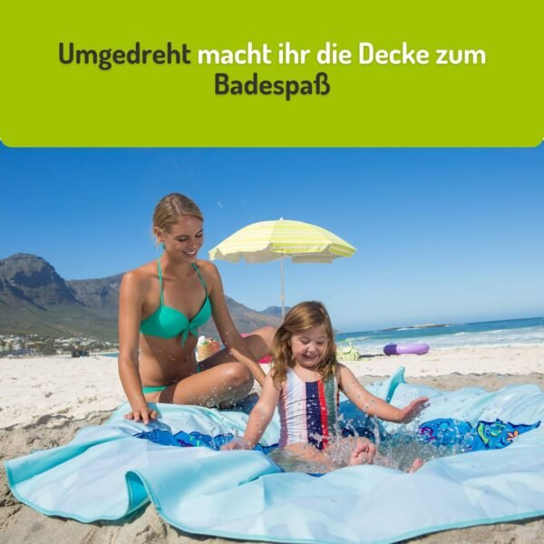 E Lite Waterproof Beach Blanket & Kiddie Pool, Blue - Image 4