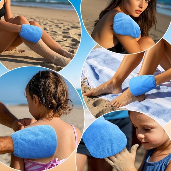 2 in 1 Sand Remover for Beach,2Pcs Sand Wipe Off Mitts for Beach,Beach Vacation Essentials for Kids Adults,Beach Day Accessories Must Haves for Women,Summer Family Beach Needs Items Necessities - Image 7