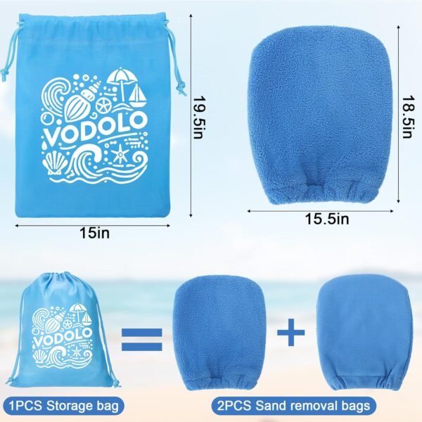 2 in 1 Sand Remover for Beach,2Pcs Sand Wipe Off Mitts for Beach,Beach Vacation Essentials for Kids Adults,Beach Day Accessories Must Haves for Women,Summer Family Beach Needs Items Necessities - Image 2