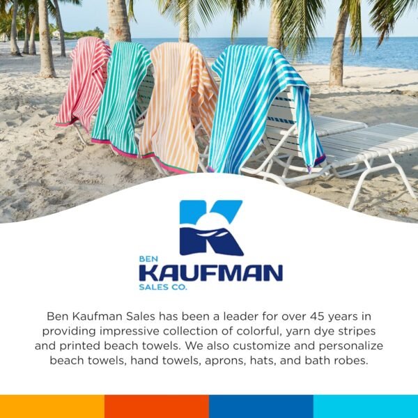 Kaufman - Colorful Racing Striped Beach & Pool Towel - Extra Large Beach Towel - Soft & Absorbent 100% Cotton Towels - Assorted Colors - 30" x 60" - 4 Pack - Image 7