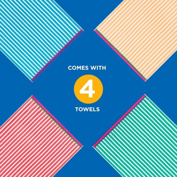 Kaufman - Colorful Racing Striped Beach & Pool Towel - Extra Large Beach Towel - Soft & Absorbent 100% Cotton Towels - Assorted Colors - 30" x 60" - 4 Pack - Image 6